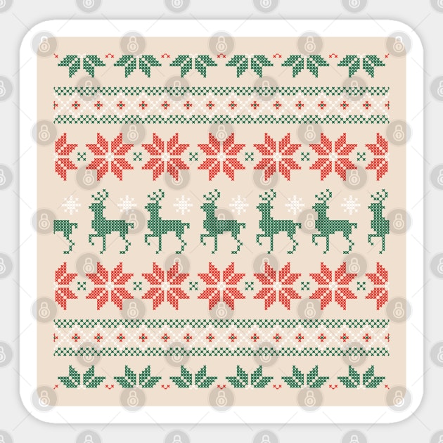 Christmas Deer Pattern Sticker by MZeeDesigns